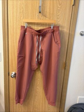 Figs Rust-Colored Scrub Pants with Drawstring